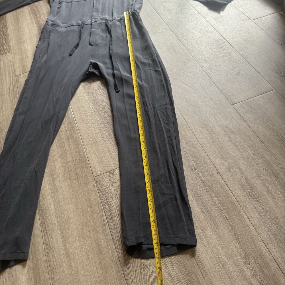 Superfine 100% Silk Made In Italy Gray Button Front Jumpsuit Sz S Quiet Luxury - Picture 11 of 16
